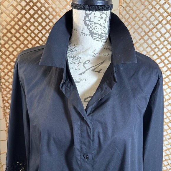 Black Button Down Lace Top - Picture 6 of 13